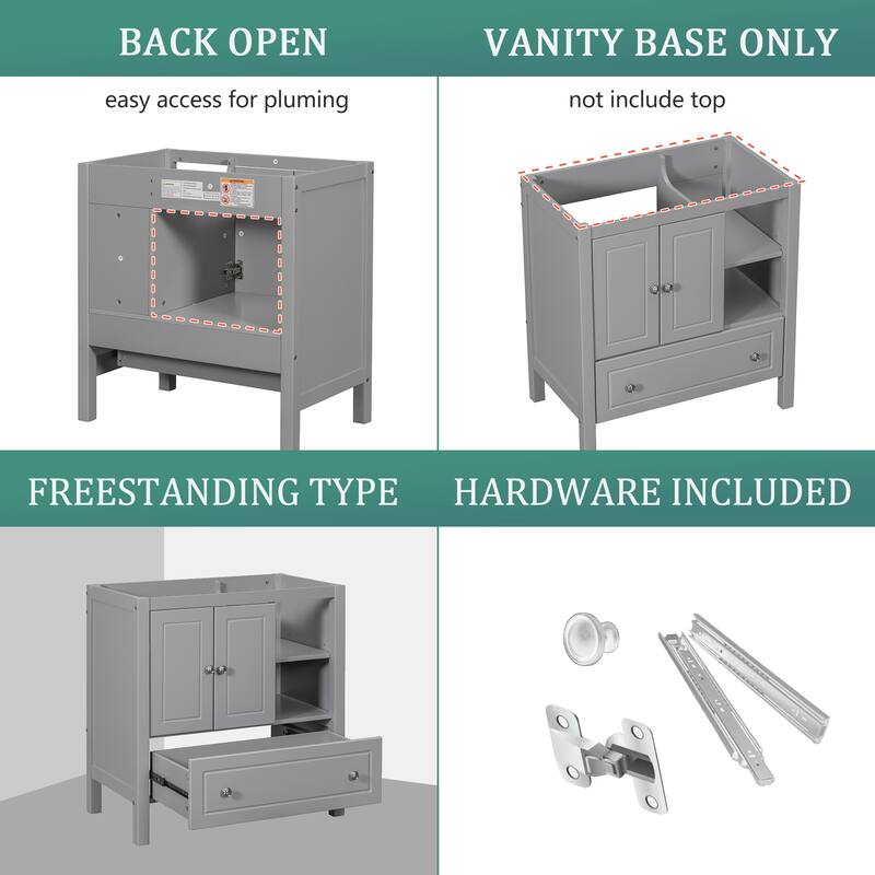 30" Bathroom Vanity Without Sink, Wooden Bathroom Vanity Base Only